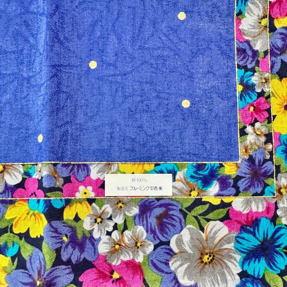 Givenchy Floral Hankerchief Scarf with Blue Center - Picture 3 of 8